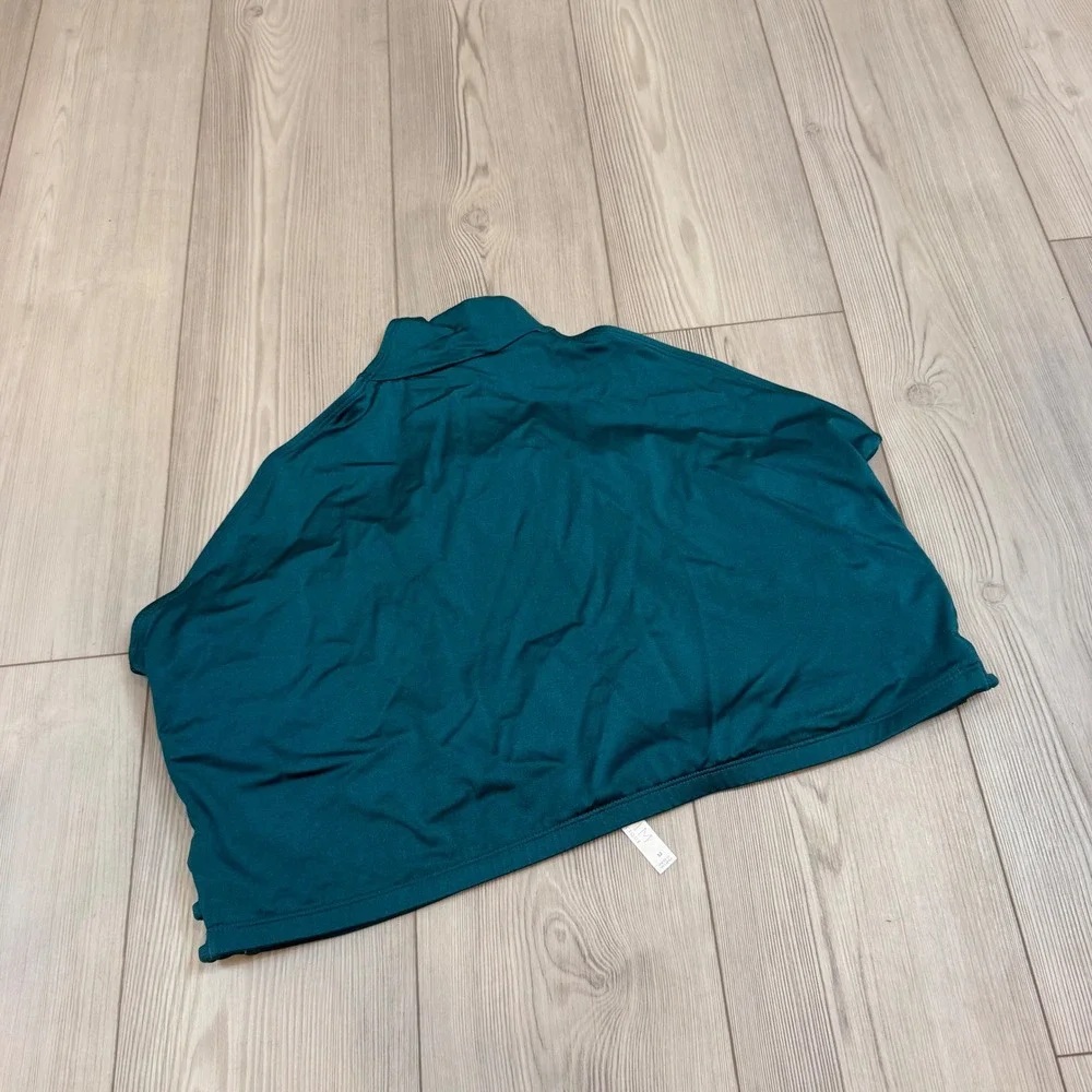 Swim by Cacique Teal Green Ruched High Waisted Caged Side Bikini Bottoms 32